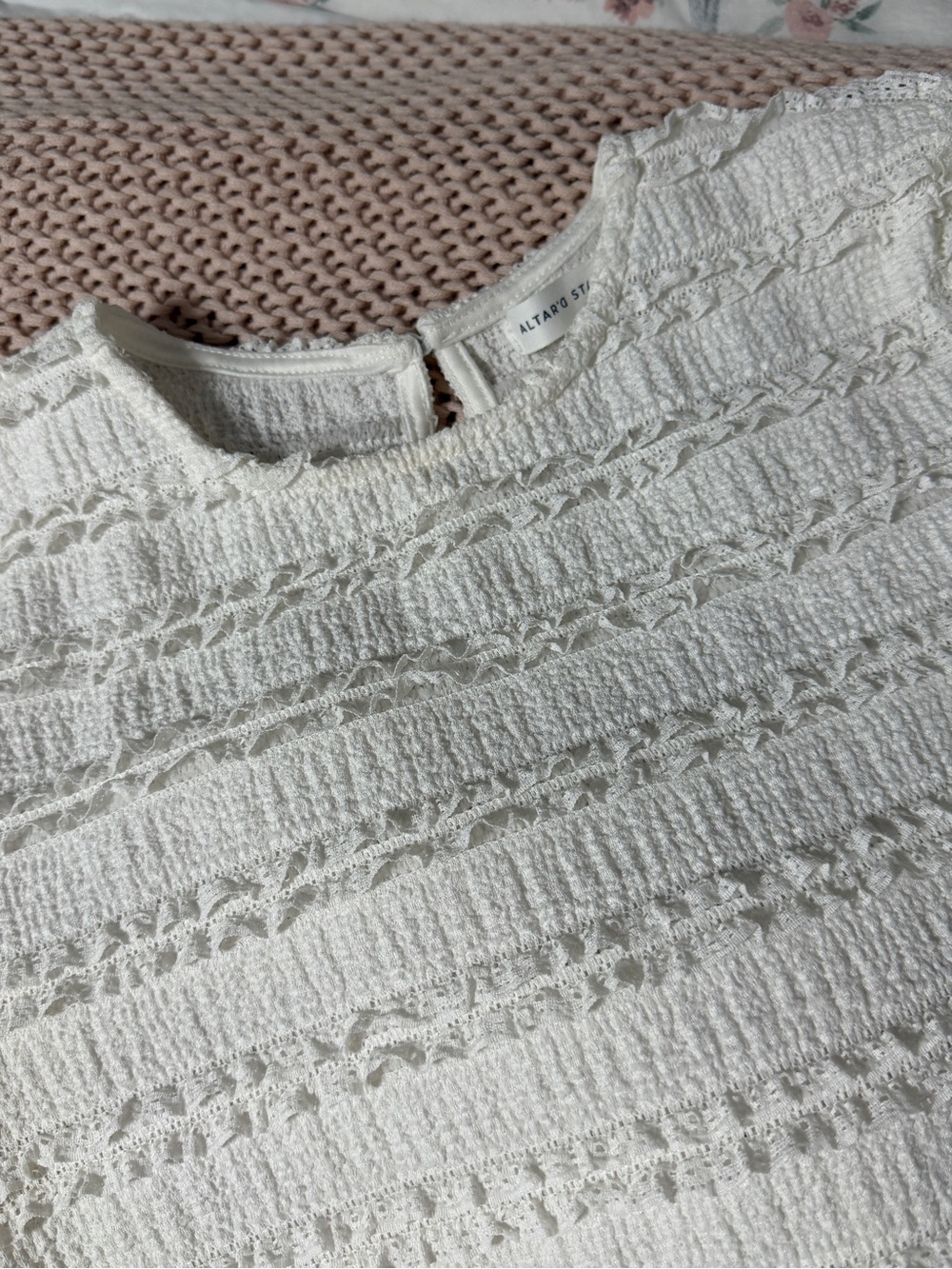ALTAR’D STATE White Ruffle Top - Size Medium - Picture 6 of 11